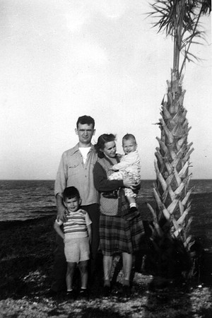 Tony & Elsie Signorini with sons Bill & Scott, Clearwater Beach, FL, 1948