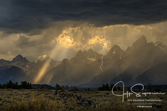 Lightning storm over the Teton Range. Grand Teton National Park. Jackson, Wyoming