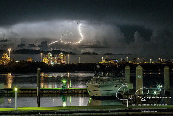 Thunderstorm over the Gulf of Mexico, from Clearwater Harbor. Clearwater, Florida. September 2014